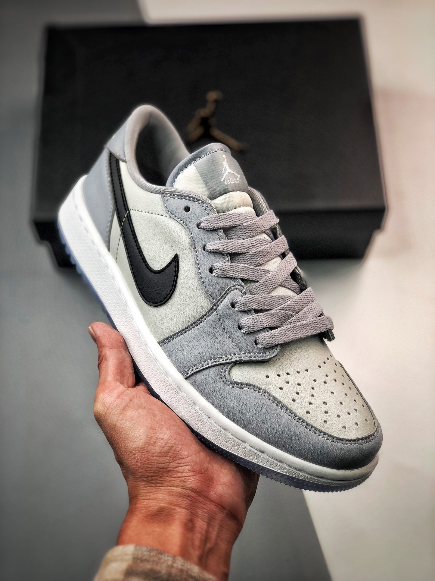 Air Jordan 1 Golf Low Cinza Lobo/Photon Dust/Branco/Preto