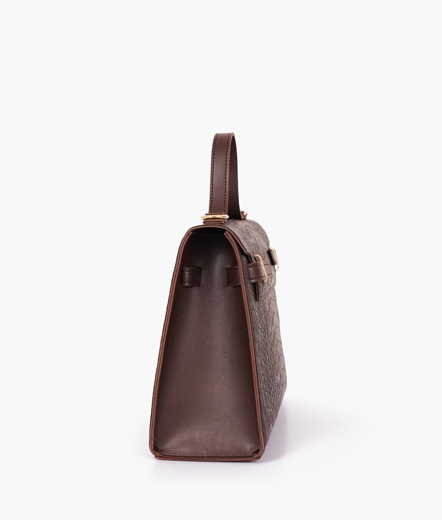 Bolso bandolera de piel de cocodrilo marrón oscuro con asa superior